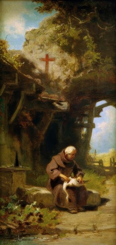 A Hermit Plucking a Goose by Carl Spitzweg